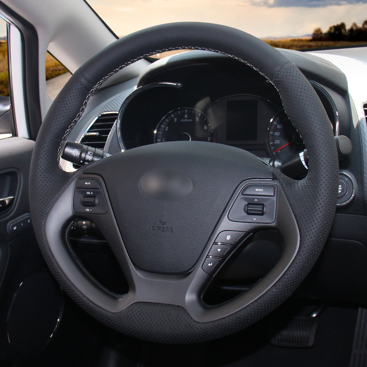 Loncky Auto Custom Fit OEM Black Genuine Leather Steering Wheel Covers